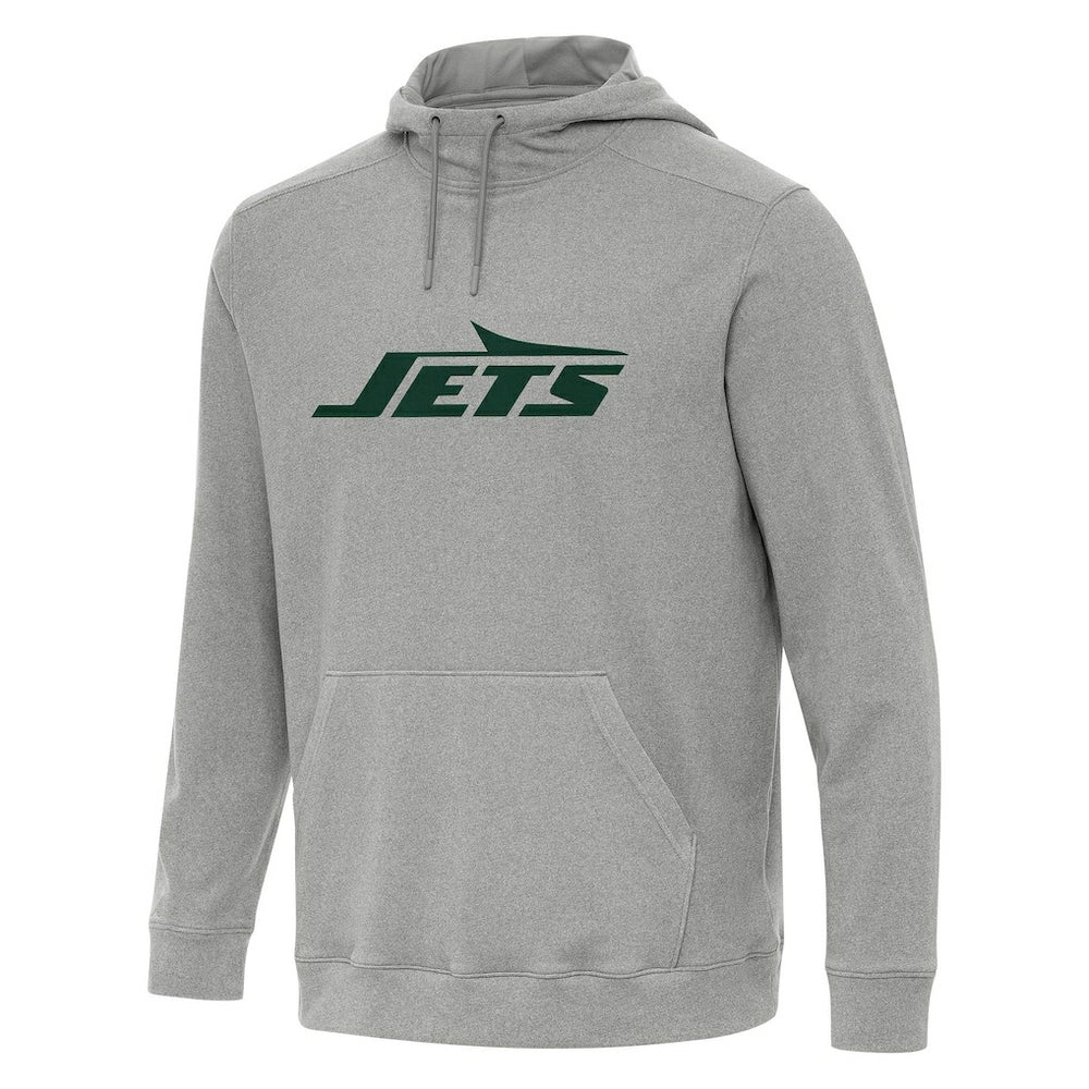 New York Jets Antigua Cloud Pullover Hoodie - Heather Gray Hoodies