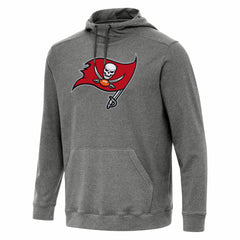 Tampa Bay Buccaneers Antigua Cloud Pullover Hoodie - Heather Black Hoodies