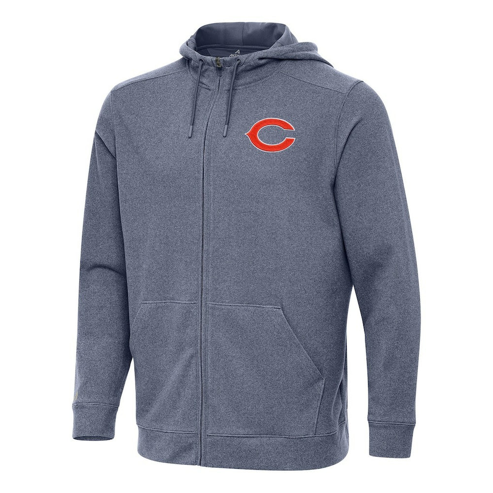 Chicago Bears Antigua Effortless Full-Zip Hoodie - Heather Navy Hoodies