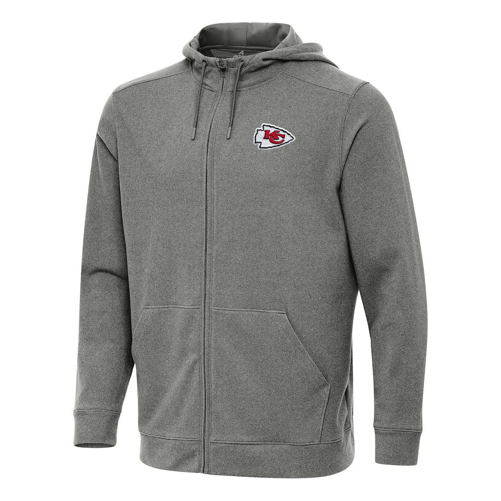 Kansas City Chiefs Antigua Effortless Full-Zip Hoodie - Heather Black Hoodies