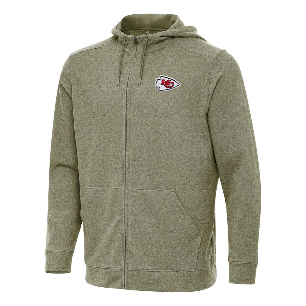 Kansas City Chiefs Antigua Effortless Full-Zip Hoodie - Olive Hoodies