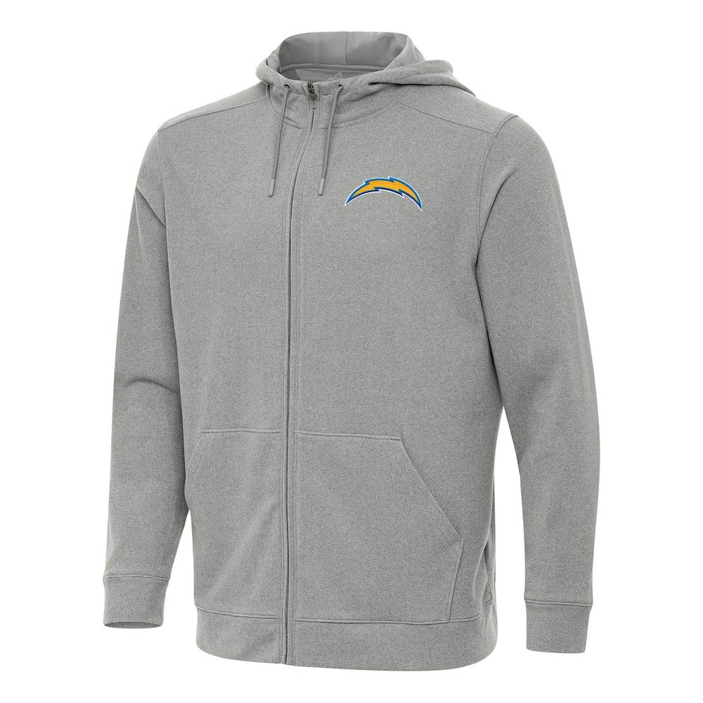 Los Angeles Chargers Antigua Effortless Full-Zip Hoodie - Heather Gray Hoodies