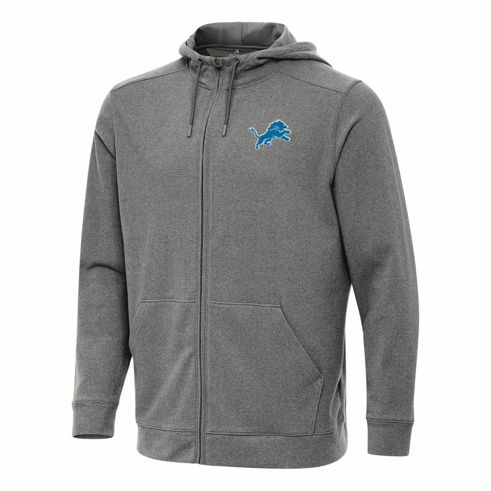 Detroit Lions Antigua Effortless Full-Zip Hoodie - Heather Black Hoodies