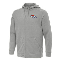 Denver Broncos Antigua Effortless Full-Zip Hoodie - Heather Gray Hoodies