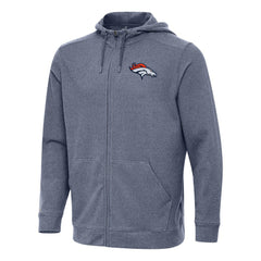Denver Broncos Antigua Effortless Full-Zip Hoodie - Heather Navy Hoodies