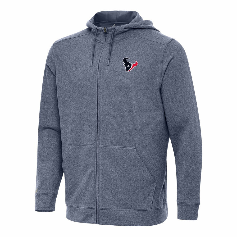 Houston Texans Antigua Effortless Full-Zip Hoodie - Heather Navy Hoodies