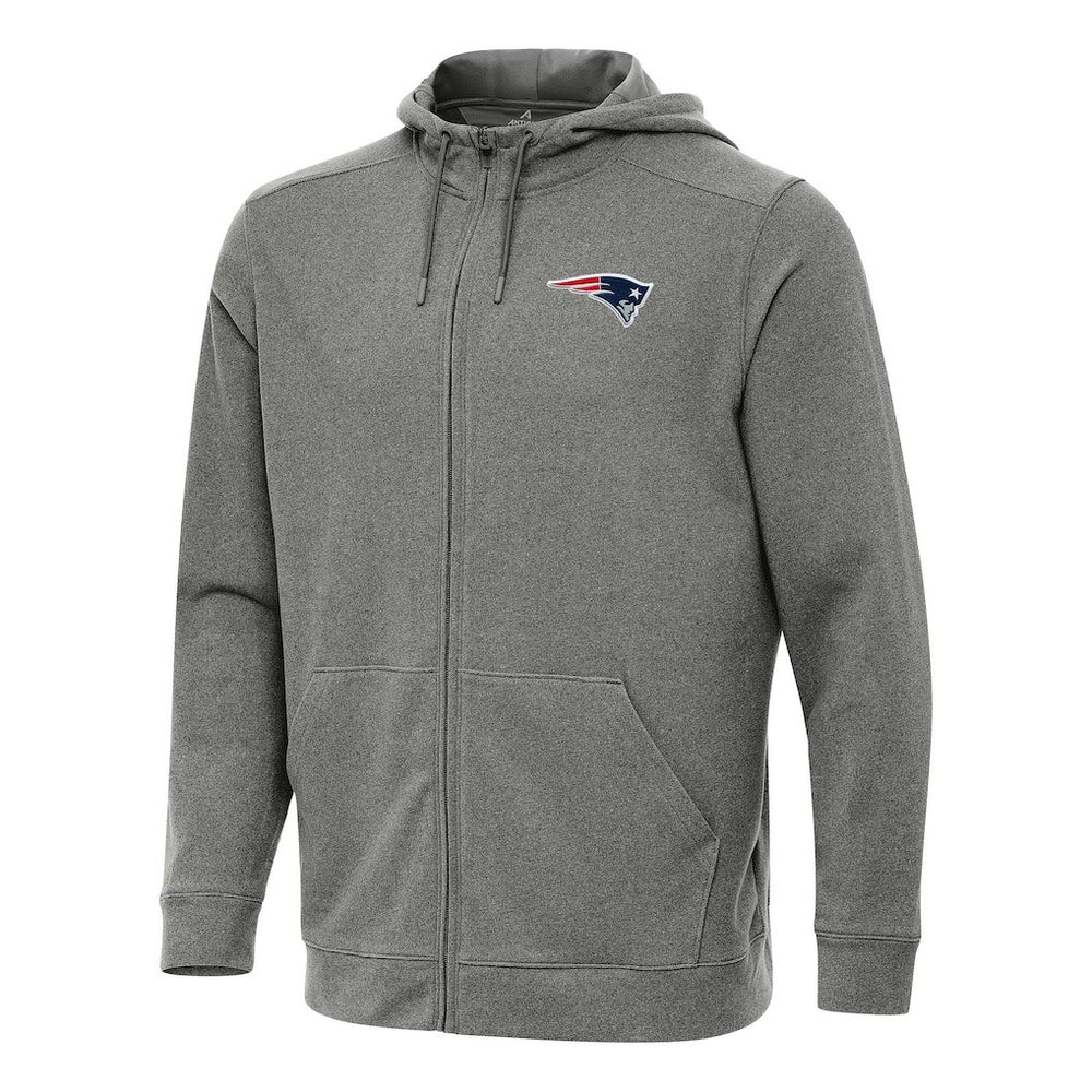 New England Patriots Antigua Effortless Full-Zip Hoodie - Heather Black Hoodies