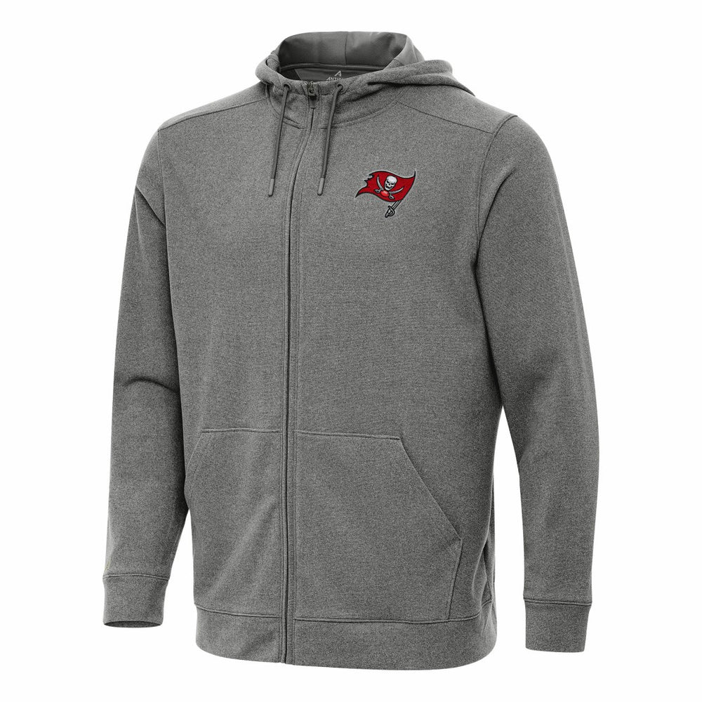Tampa Bay Buccaneers Antigua Effortless Full-Zip Hoodie - Heather Black Hoodies
