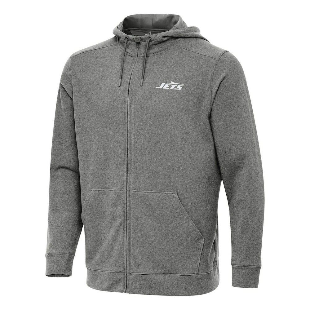 New York Jets Antigua Effortless Full-Zip Hoodie - Heather Black Hoodies
