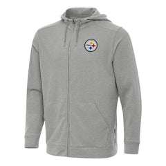 Pittsburgh Steelers Antigua Effortless Full-Zip Hoodie - Heather Gray Hoodies