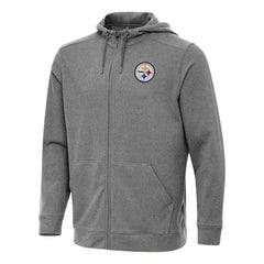 Pittsburgh Steelers Antigua Effortless Full-Zip Hoodie - Heather Black Hoodies