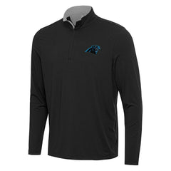 Carolina Panthers Antigua Content Quarter-Zip Pullover Top - Black/Gray Pullover
