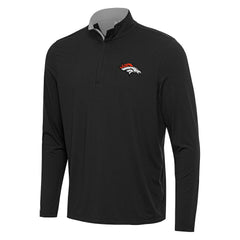 Denver Broncos Antigua Content Quarter-Zip Pullover Top - Black/Gray Pullover