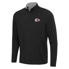 Kansas City Chiefs Antigua Content Quarter-Zip Pullover Top - Black/Gray Pullover