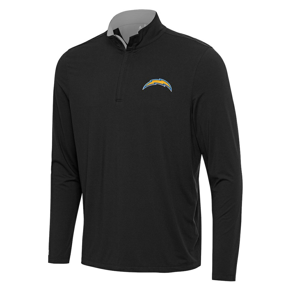 Los Angeles Chargers Antigua Content Quarter-Zip Pullover Top - Black/Gray Pullover