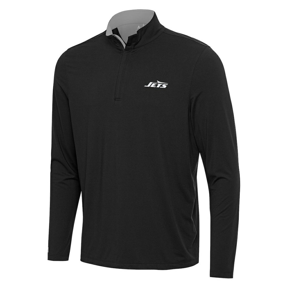 New York Jets Antigua Content Quarter-Zip Pullover Top - Black/Gray Pullover