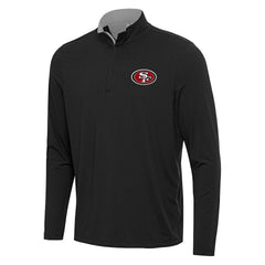 San Francisco 49ers Antigua Content Quarter-Zip Pullover Top - Black/Gray Pullover
