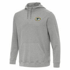 Green Bay Packers Antigua Cloud Pullover Hoodie - Heather Gray Hoodies