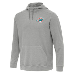Miami Dolphins Antigua Cloud Pullover Hoodie - Heather Gray Hoodies