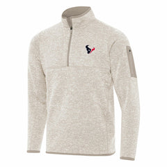Houston Texans Antigua Fortune Quarter-Zip Pullover Jacket - Oatmeal Pullover