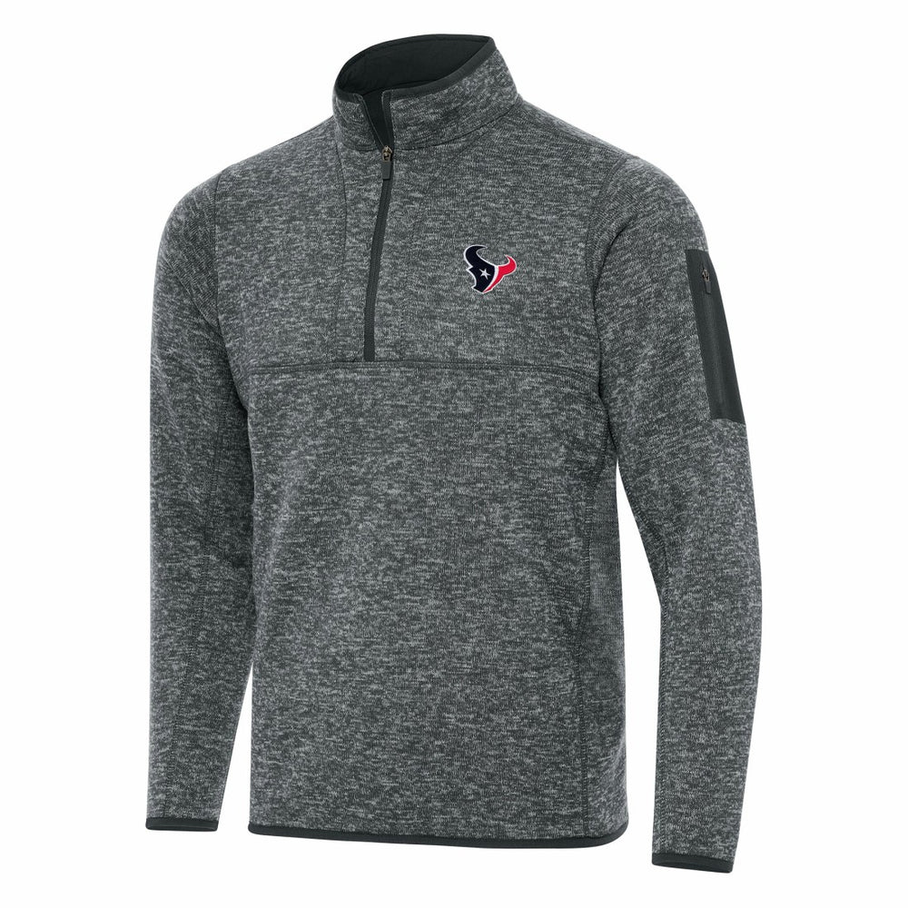 Houston Texans Antigua Fortune Quarter-Zip Pullover Jacket - Heather Charcoal Pullover