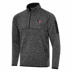 Houston Texans Antigua Fortune Quarter-Zip Pullover Jacket - Heather Black Pullover