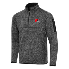 Cleveland Browns Antigua Fortune Quarter-Zip Pullover Jacket - Heather Black Pullover