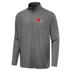 Cleveland Browns Antigua Hunk Quarter-Zip Jacket - Heather Black Jackets