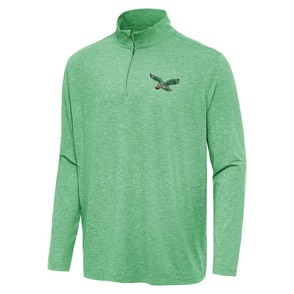 Philadelphia Eagles Antigua Hunk Quarter-Zip Jacket - Heather Kelly Green Jackets