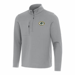 Green Bay Packers Antigua Insider Quarter-Zip Pullover Top - Gray Pullover