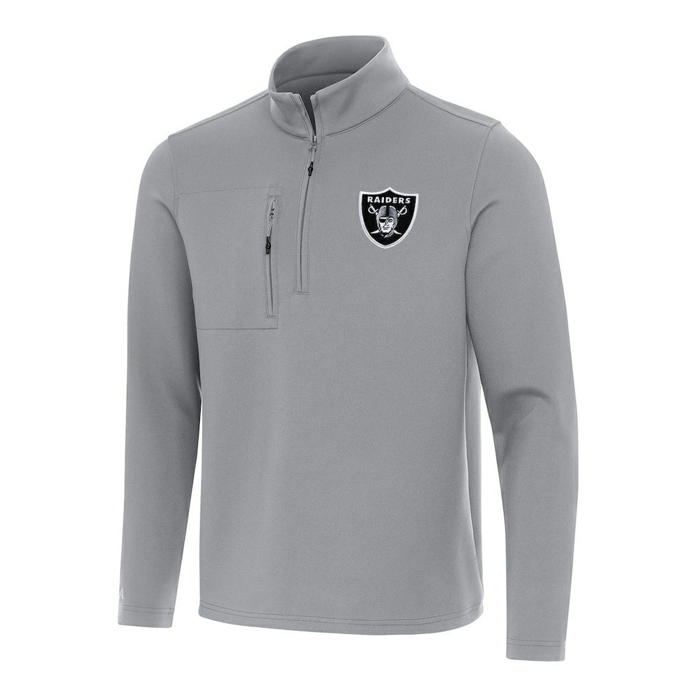 Las Vegas Raiders Antigua Insider Quarter-Zip Pullover Top - Gray Pullover