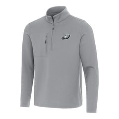 Philadelphia Eagles Antigua Insider Quarter-Zip Pullover Top - Gray Pullover