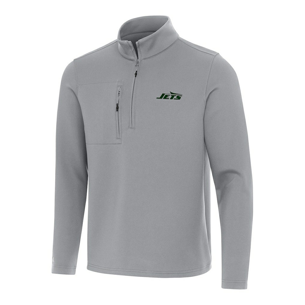 New York Jets Antigua Insider Quarter-Zip Pullover Top - Gray Pullover