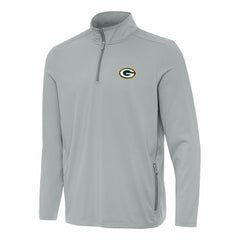 Green Bay Packers Antigua Perilous Quarter-Zip Pullover Top - Gray Pullover