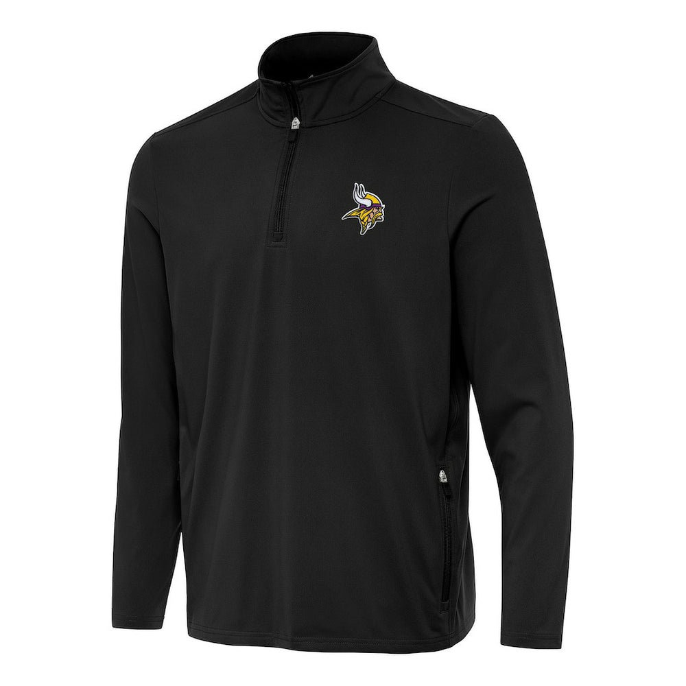 Minnesota Vikings Antigua Perilous Quarter-Zip Pullover Top - Black Pullover