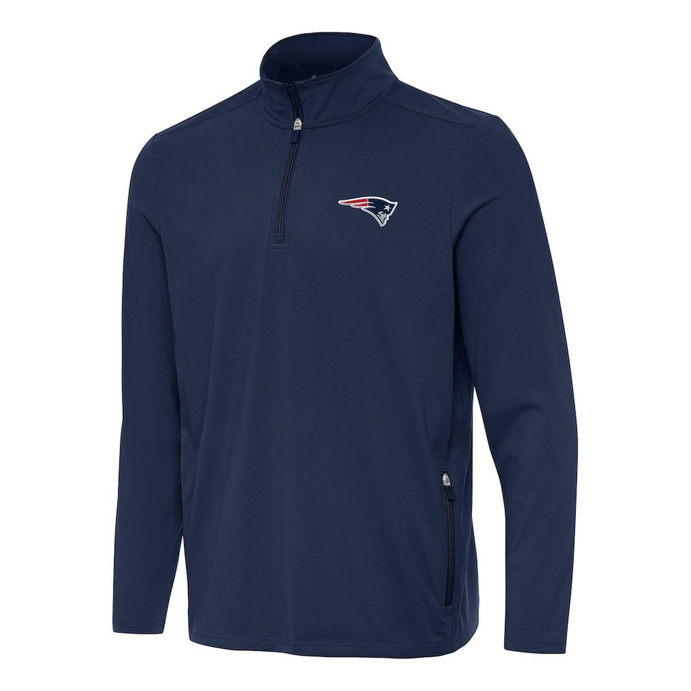 New England Patriots Antigua Perilous Quarter-Zip Pullover Top - Navy Pullover