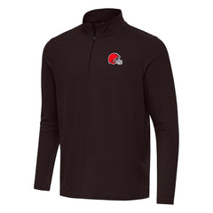 Cleveland Browns Antigua Intent Quarter-Zip Pullover Top - Brown Pullover