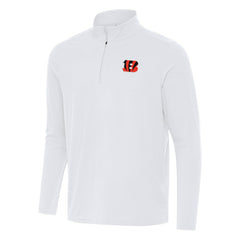 Cincinnati Bengals Antigua Intent Quarter-Zip Pullover Top - White Pullover