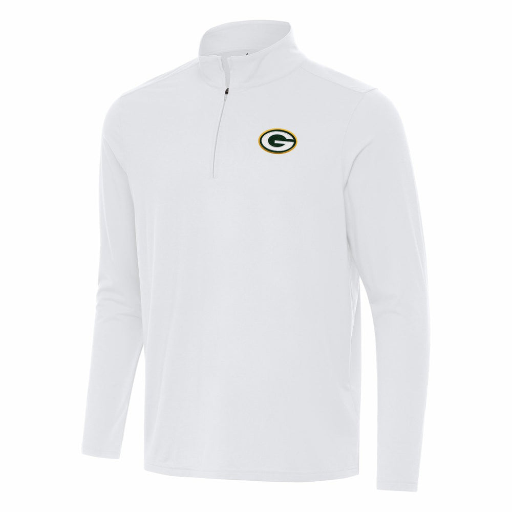 Green Bay Packers Antigua Intent Quarter-Zip Pullover Top - White Pullover