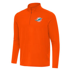 Miami Dolphins Antigua Intent Quarter-Zip Pullover Top - Orange Pullover