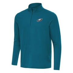 Philadelphia Eagles Antigua Intent Quarter-Zip Pullover Top - Midnight Green Pullover