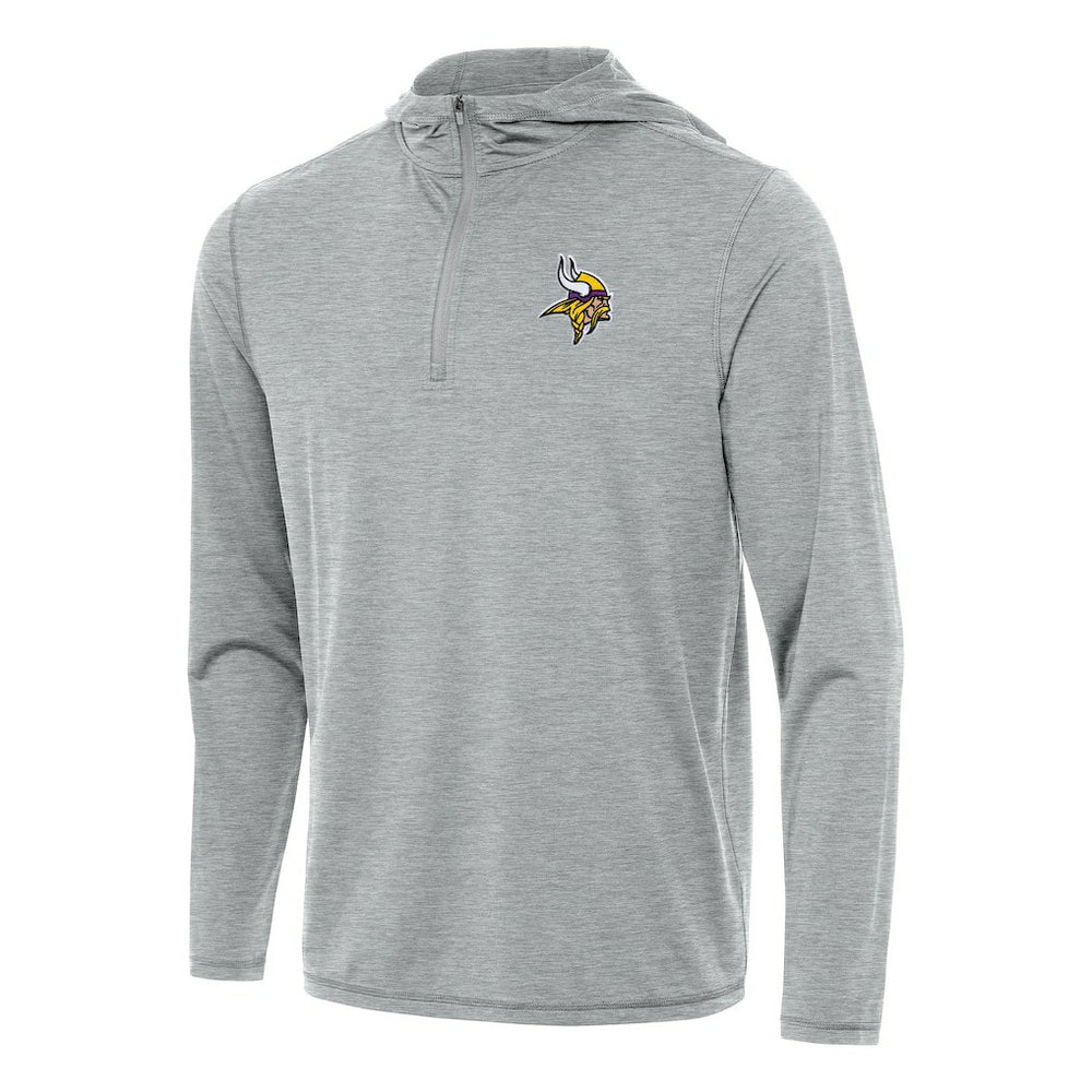 Minnesota Vikings Antigua Tidy Quarter-Zip Pullover Hoodie - Heather Gray Hoodies