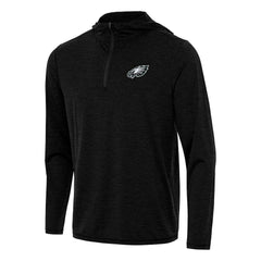 Philadelphia Eagles Antigua Tidy Quarter-Zip Pullover Hoodie - Heather Black Hoodies