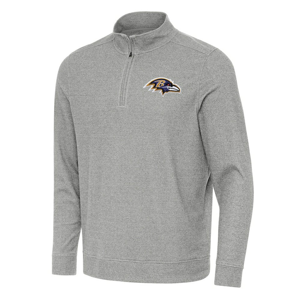 Baltimore Ravens Antigua Subtle Quarter-Zip Top - Heather Gray Tops