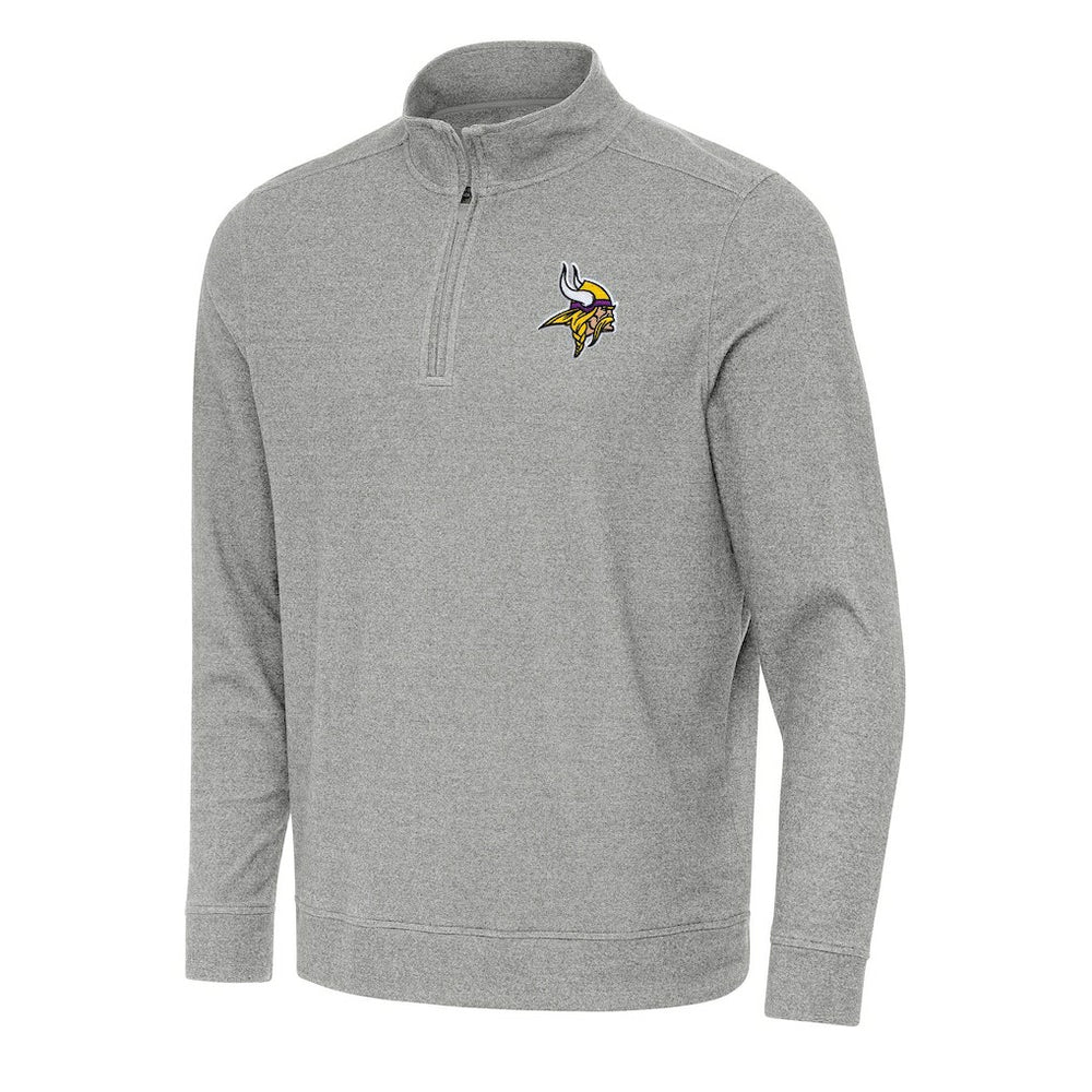 Minnesota Vikings Antigua Subtle Quarter-Zip Top - Heather Gray Tops