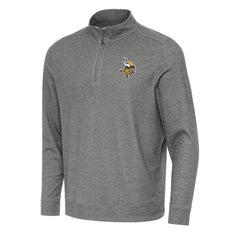 Minnesota Vikings Antigua Subtle Quarter-Zip Top - Heather Black Tops