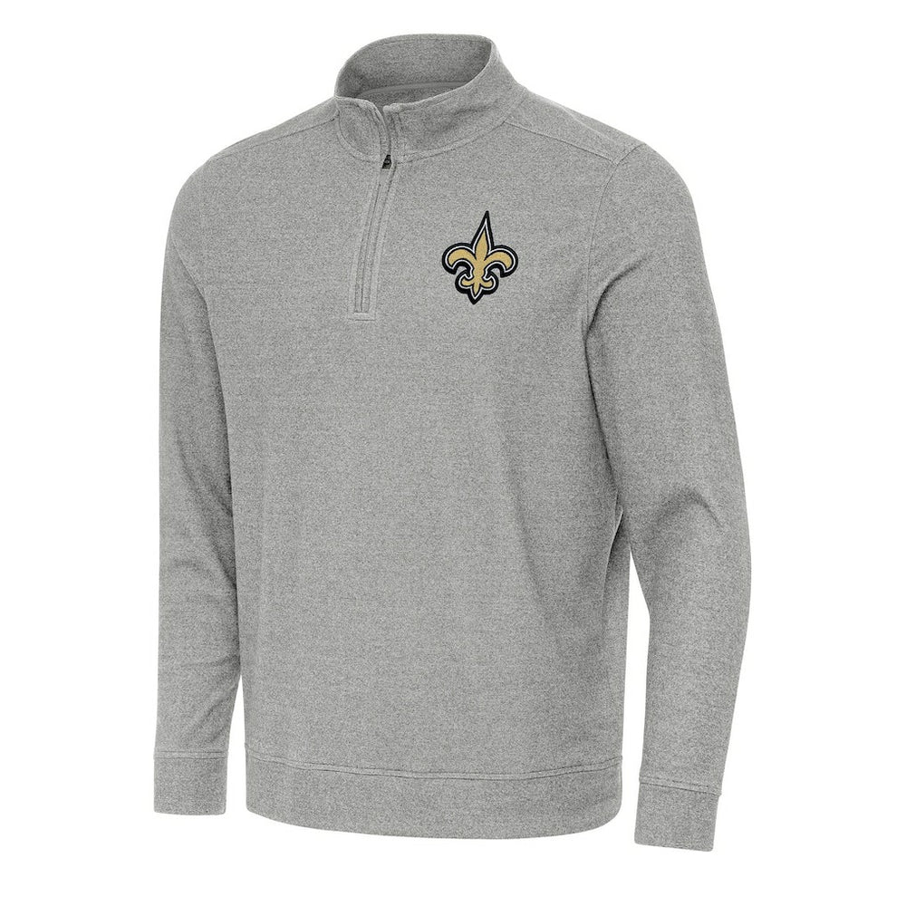 New Orleans Saints Antigua Subtle Quarter-Zip Top - Heather Gray Tops