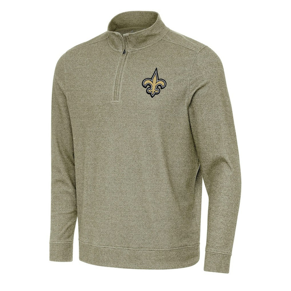 New Orleans Saints Antigua Subtle Quarter-Zip Top - Olive Tops