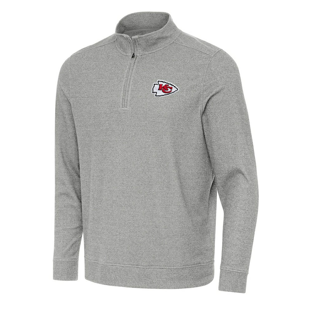 Kansas City Chiefs Antigua Subtle Quarter-Zip Top - Heather Gray Tops