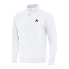 Kansas City Chiefs Antigua Victory Quarter-Zip Pullover Top - White Pullover